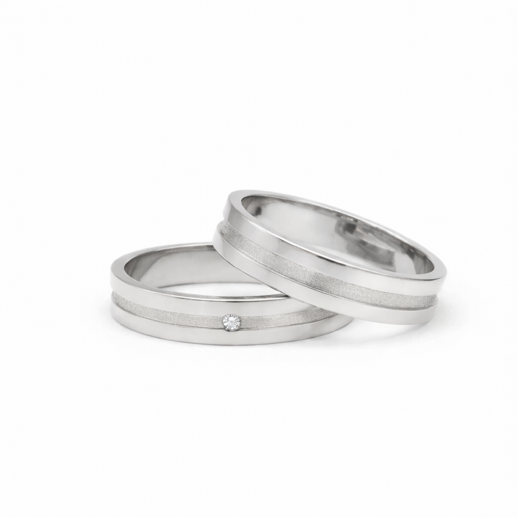 Aliances d'or blanc 18k setinat amb brillant