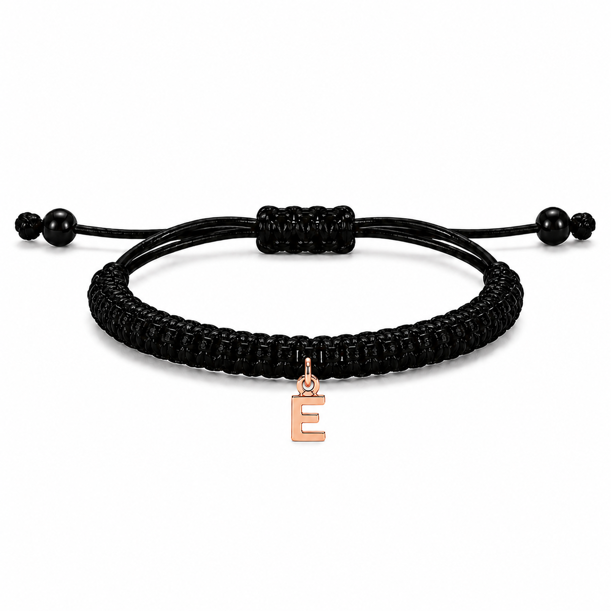 Pulsera macramé personalizable con letra de oro rosa de 18k - Imagen 3