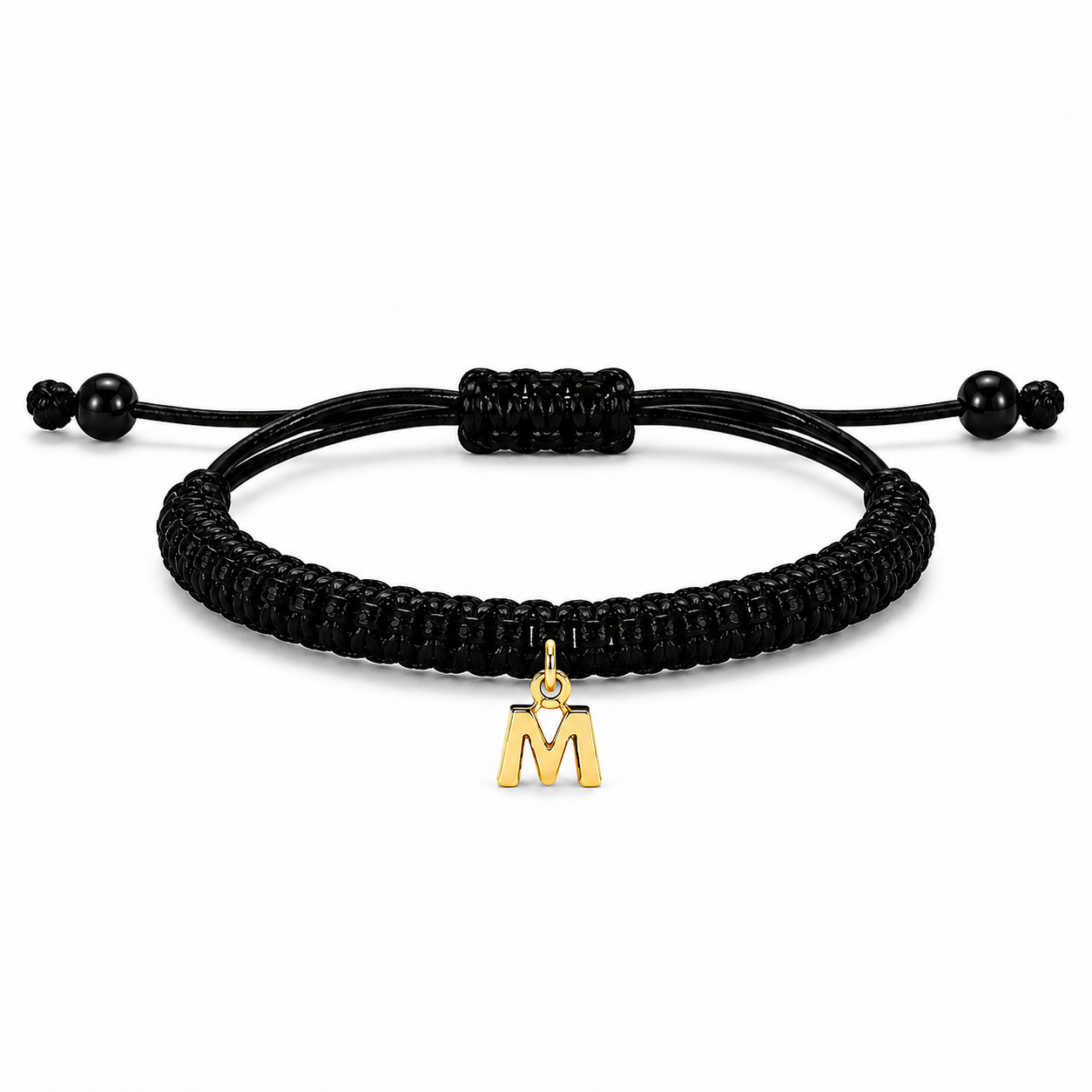 Pulsera macramé personalizable con letra de oro rosa de 18k - Imagen 4
