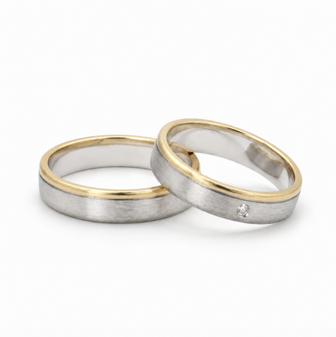 Aliances bicolor or blanc i or groc 18k amb brillant