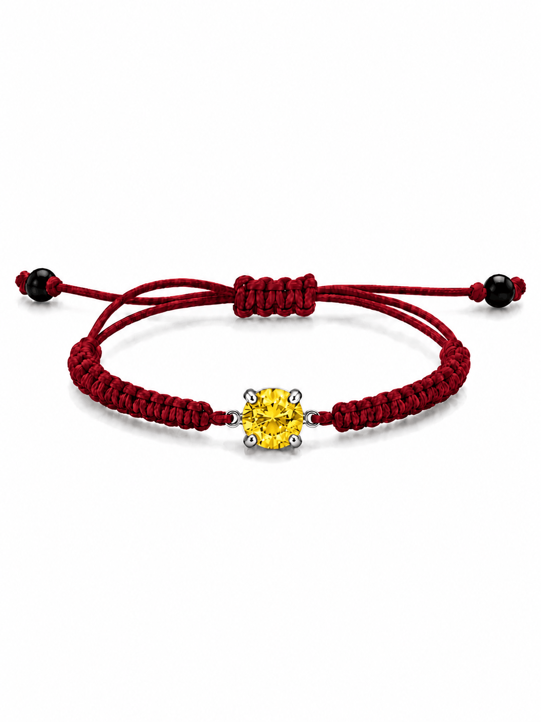 Polsera d'or blanc de 18k amb macramé i cironita de color