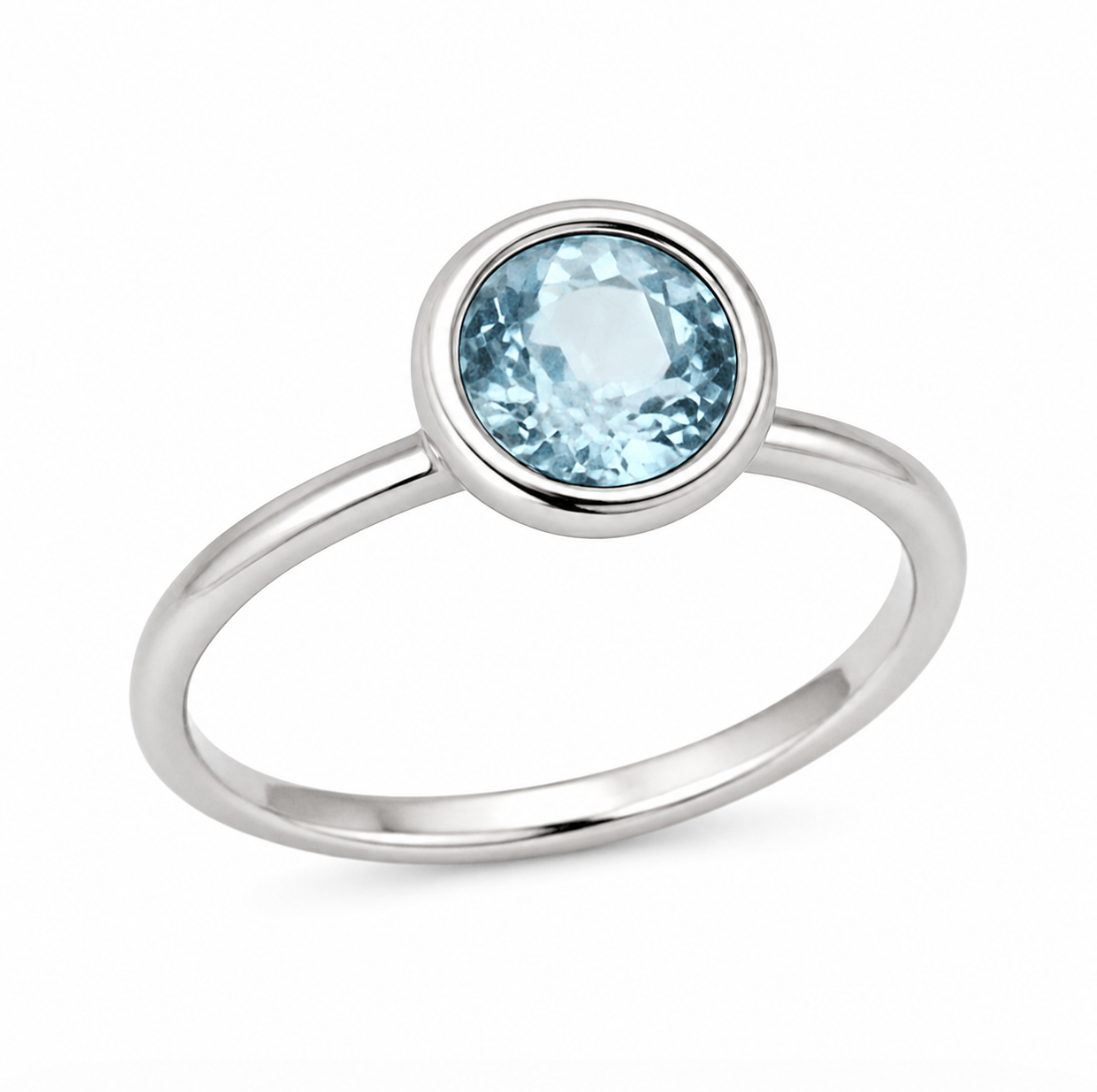 Anell modular or blanc 18k aiguamarina i diamants - Imatge 2