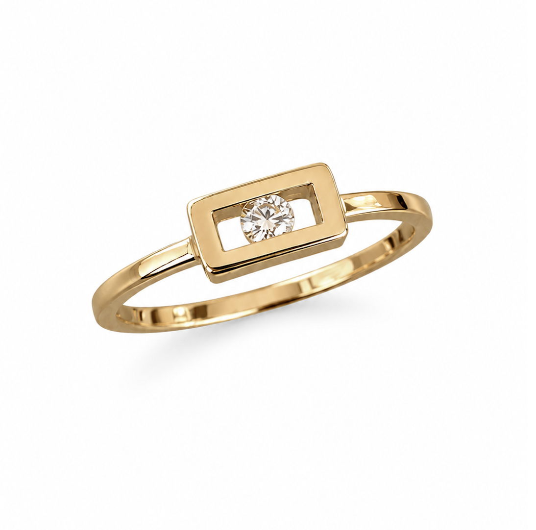 Anell d'or groc 18K amb diamant talla brillant