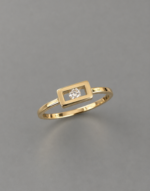 Anillo de oro amarillo 18K con diamante talla brillante