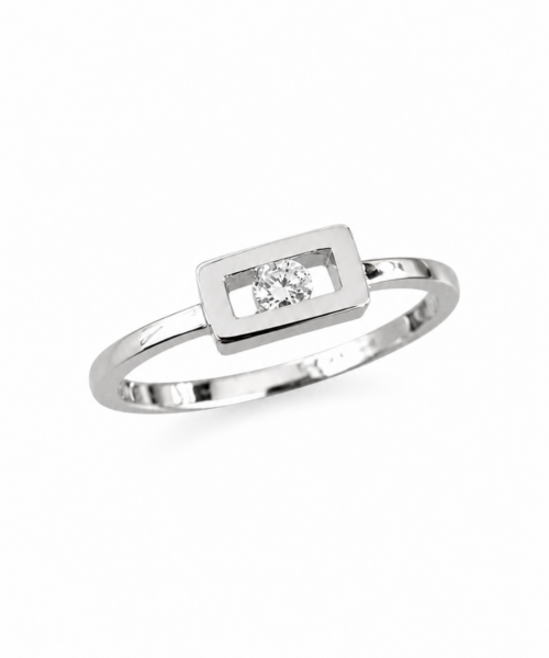 Anell d'or blanc 18k amb diamant talla brillant