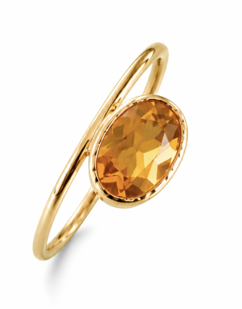 Anell d'or groc 18k amb citrí natural en suspensió - Imatge 2